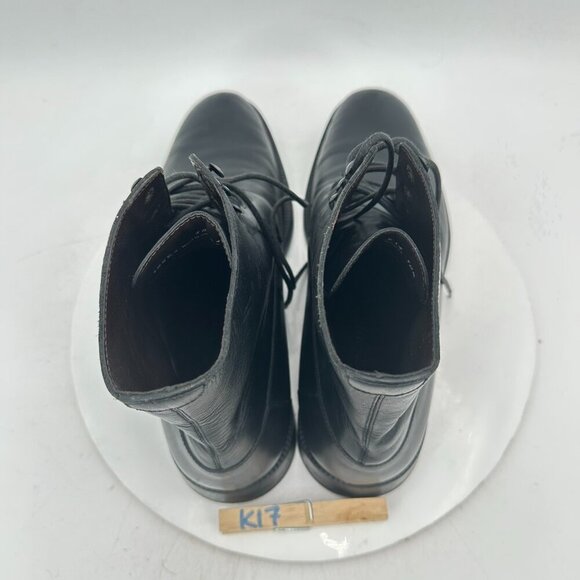 A. Testoni Men Size 10.5 Black Leather Plain Toe Lace Up Ankle Boot - Picture 9 of 13